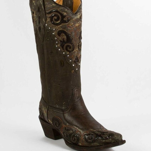 Corral Shoes - ‘Vintage’ Tobacco Black Sequence Two-Tone Western